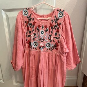 Pink chicken 3/4 sleeve dress